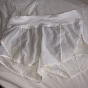WHITE LULULEMON SHORTS